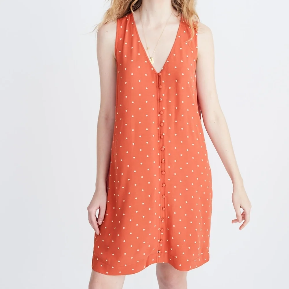 Madewell Heather Button-Front Swing Dress Polka Dot Size XXS